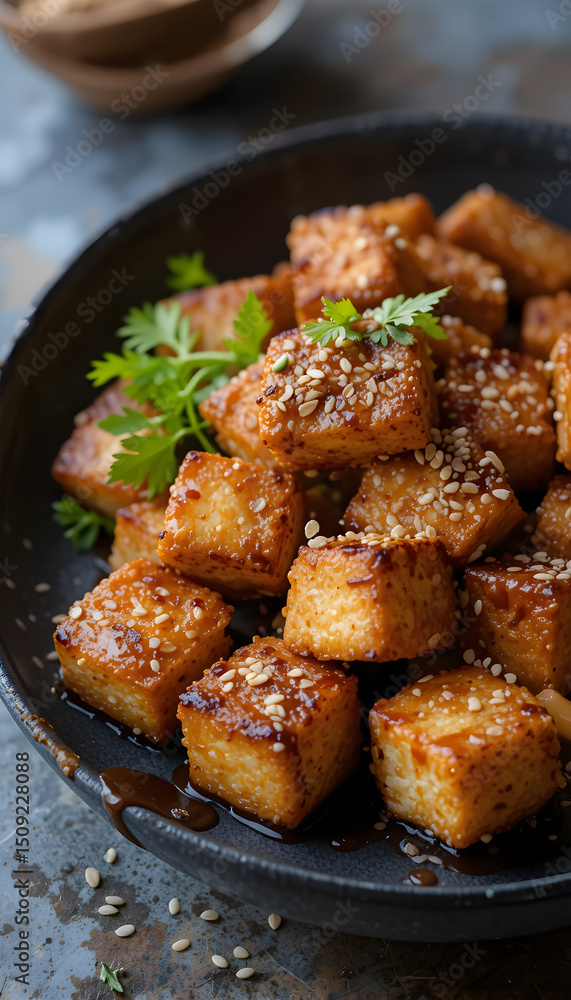 Pan-fried Tofu Cubes with Sesame Seeds Pan-fried Tofu Cubes with Sesame Seeds