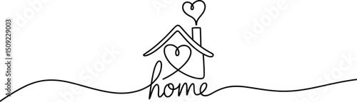 Simple House Line Art Drawings, Heartwarming Home Illustrations
