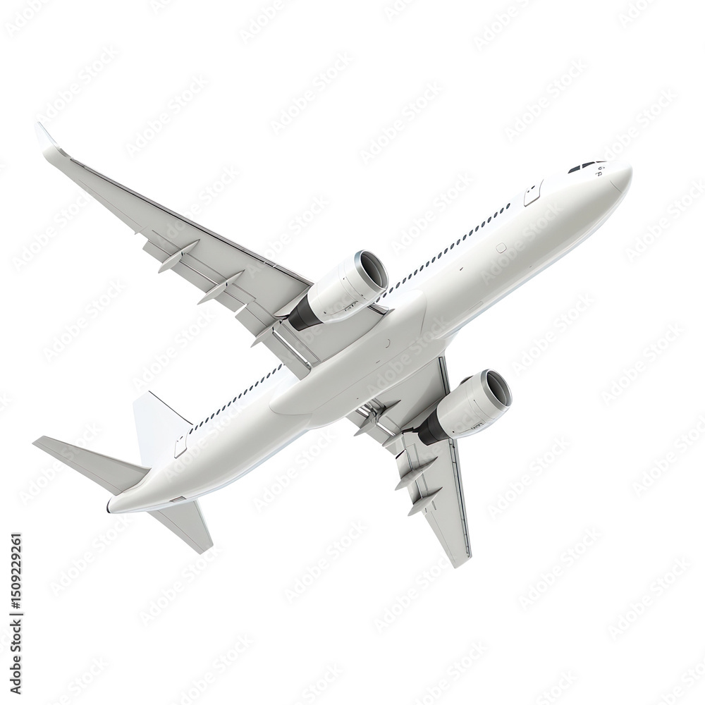A white plane in the air isolated on transparent background A white plane in the air isolated on transparent background