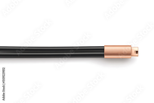 Wallpaper Mural A black cable with a metallic rose gold connector, set against a clean white backdrop, highlights minimalist design and modern connectivity solutions. Torontodigital.ca