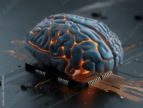Image for an article about AI workshops, brain icon, digital, education