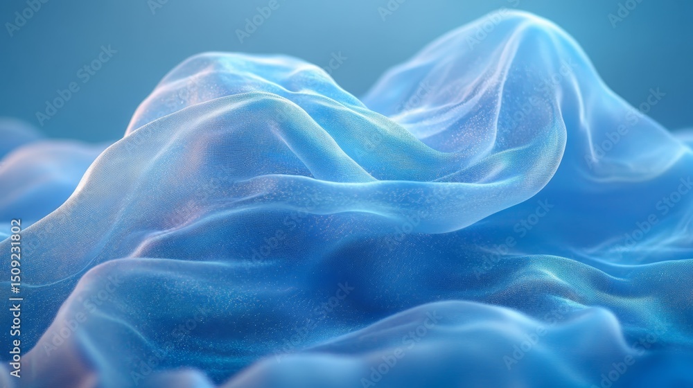 Obraz premium A softly glowing blue textile floating effortlessly in the air.