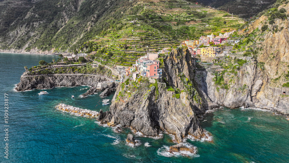 Manarola Village, Cinque Terre Coast of Italy. La Spezia, Liguria, Italy Manarola Village, Cinque Terre Coast of Italy. La Spezia, Liguria, Italy