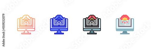 Machine Learning Icon set multiple style collection