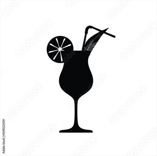 Tropical cocktail silhouette summer drink icon