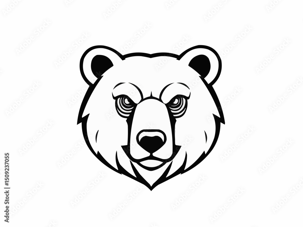 Bold bear head design capturing the fierce spirit of wildlife and nature in a striking monochrome style Bold bear head design capturing the fierce spirit of wildlife and nature in a striking monochrome style