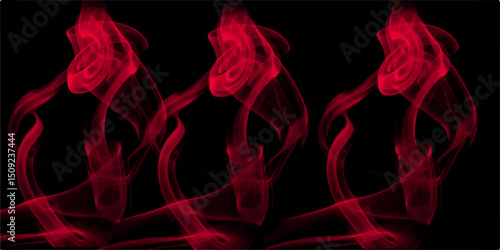 Abstract Red smoke on black background. Red smoke on black background, smoke background, red ink background. Multicolor abstract portrait of young woman on subject of creativity, imagination.