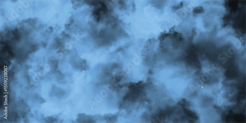 Abstract blue misty fog on isolated black background. Smoke stage studio. Texture overlays.grunge texture. copy space.Creating Perfect Fog Effect for Artistic and Creative Projects.