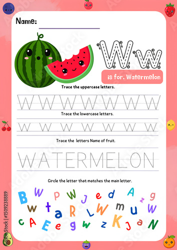 Back to school fruit themed vector design card with cute fruits and handwritten ABC letters