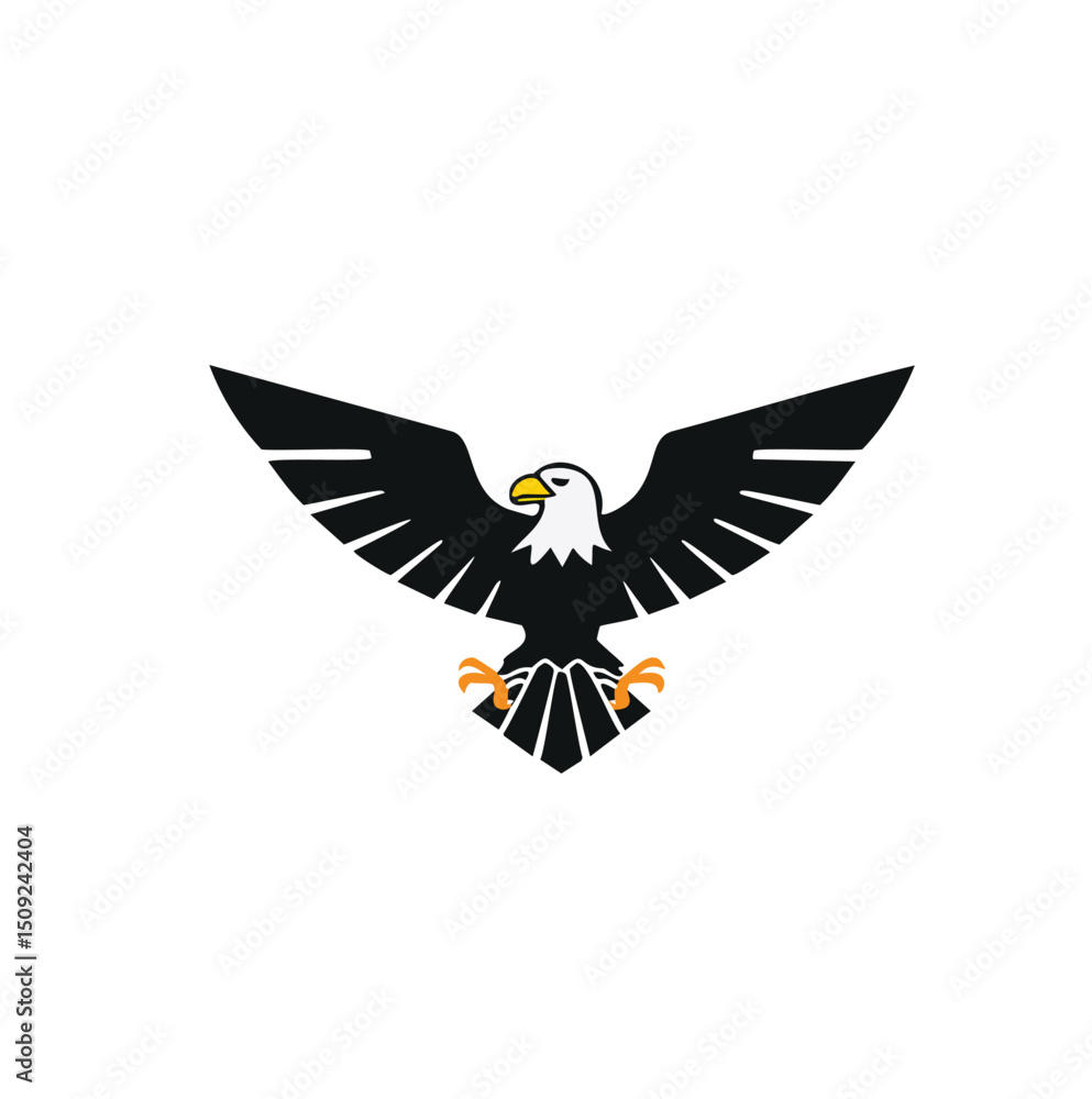 Obraz premium Majestic bald eagle wings spread wide soaring high