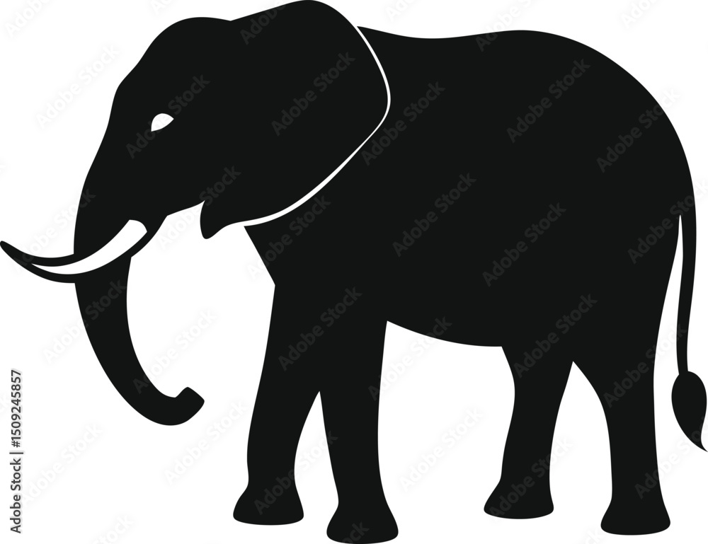 Obraz premium silhouette elephant on the white background