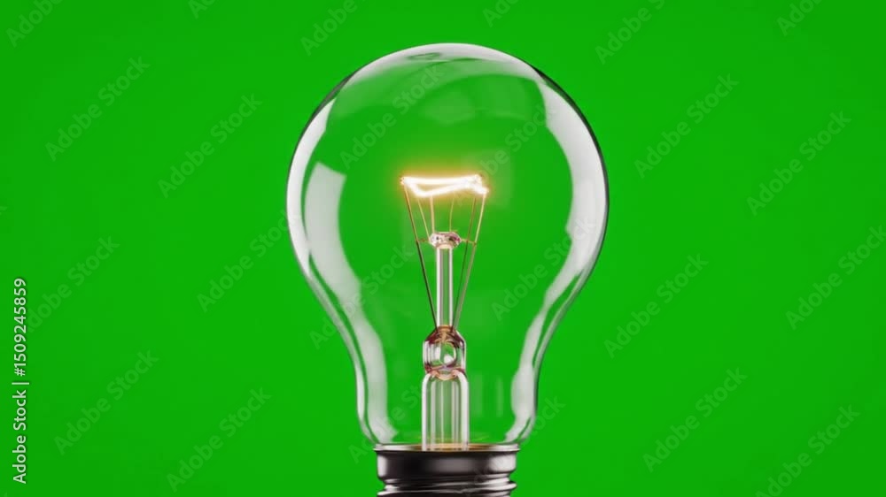An illuminating lightbulb against a vibrant green chroma key backdrop, symbolizing energy, thought, and creativity. An illuminating lightbulb against a vibrant green chroma key backdrop, symbolizing energy, thought, and creativity.