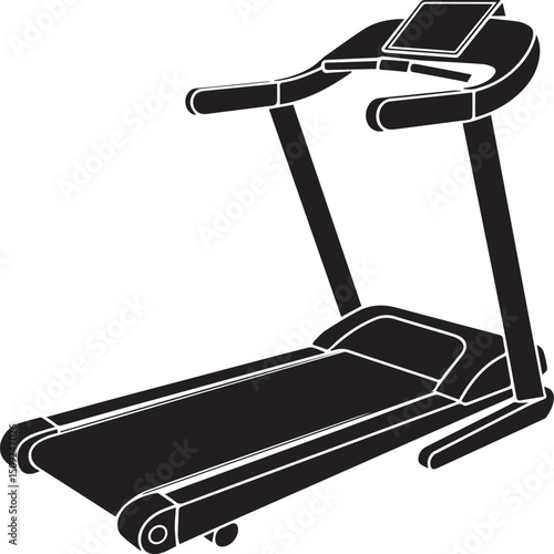 Treadmill Silhouette Vector Illustration - Black Fitness Equipment Art Vector Format