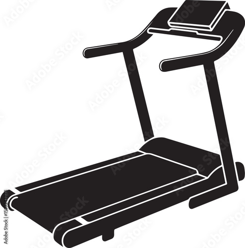 Treadmill Silhouette Vector Illustration - Black Fitness Equipment Art Vector Format