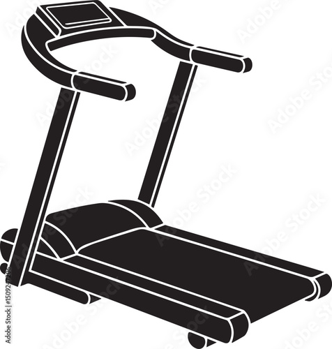 Treadmill Silhouette Vector Illustration - Black Fitness Equipment Art Vector Format
