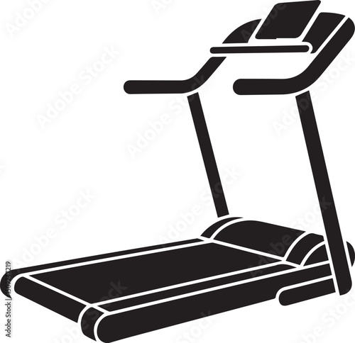 Treadmill Silhouette Vector Illustration - Black Fitness Equipment Art Vector Format