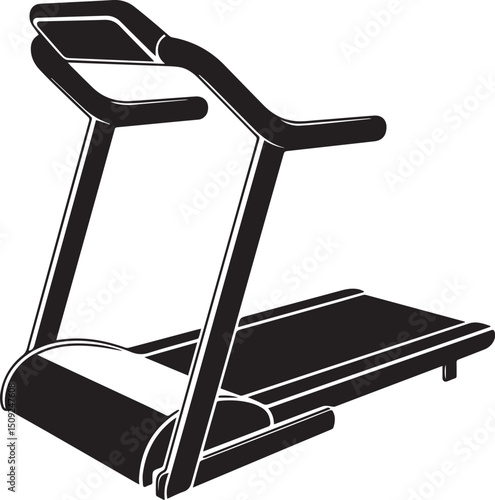 Treadmill Silhouette Vector Illustration - Black Fitness Equipment Art Vector Format