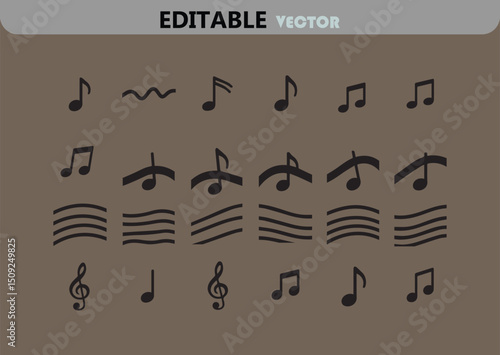 Musical Notation Vector Set with Notes Clef and Staff Lines