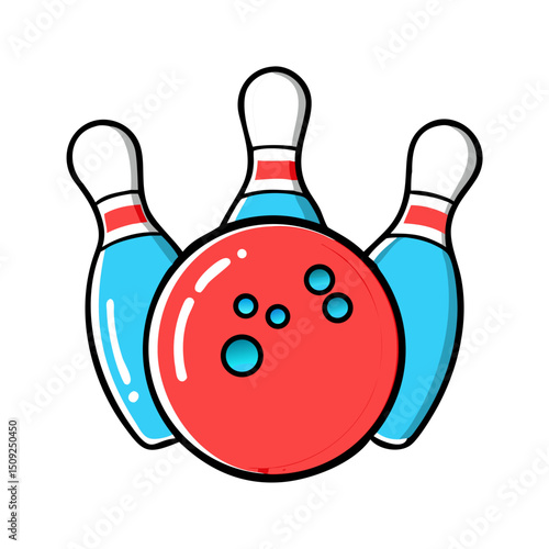 Bowling pins and ball, entertainment or sports theme.