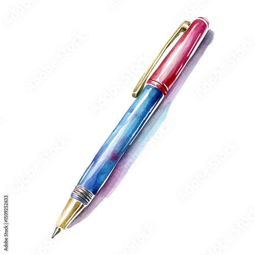 Pen, watercolor drawing vector, high quality, isolated on a white background.