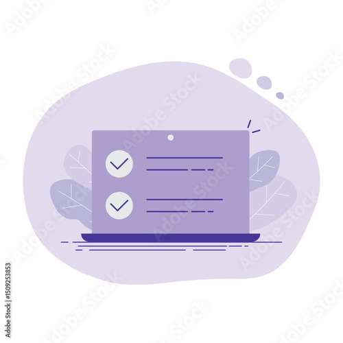 Laptop And Check Mark Icon Vector Design.