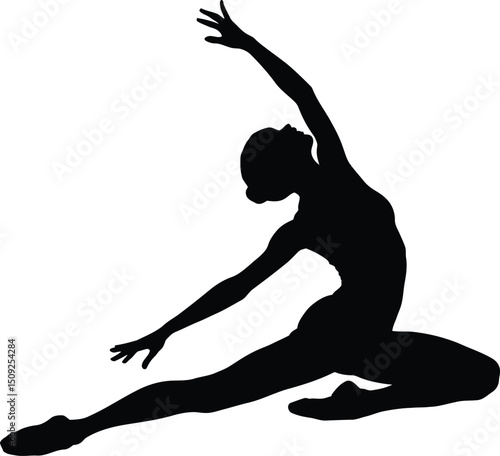 Silhouette of a dancer in elegant pose for ballet or contemporary dance performance and fitness