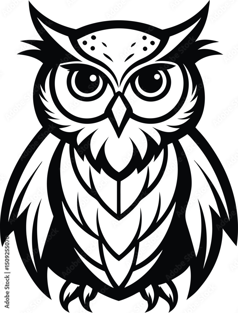 Fototapeta premium owl silhouette, perched bird, calm watch 