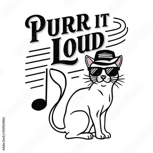 Purr it loud cool cat music lover design