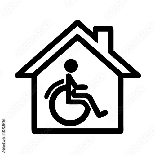 Accessible home design for wheelchair users and disability access in residential building plan view on transparent background