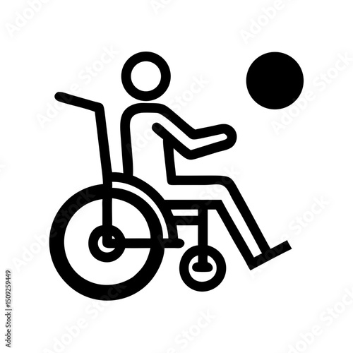 Wheelchair user playing ball sport graphic for accessibility and disability awareness projects design on transparent background