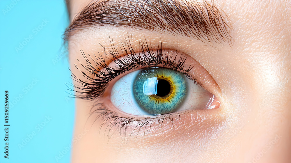 Obraz premium Close Up of a Blue Eye with Long Eyelashes