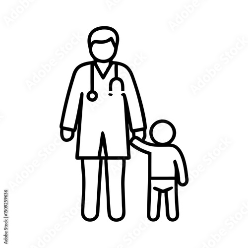 Pediatrician doctor with child icon vector illustration medical professional healthcare clinic visit symbol 100 on transparent background