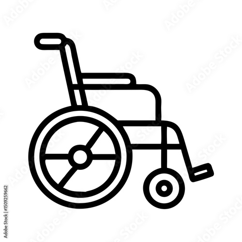 Wheelchair vector icon for medical mobility assistance equipment and disability access symbol design element on transparent background