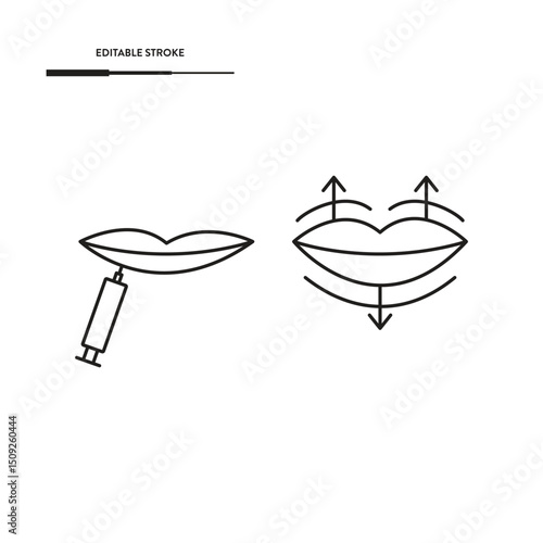 Lip Filler And Lip Augmentation Icon Vector Design.