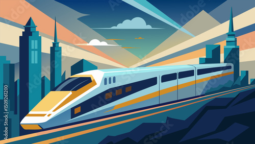 A highspeed underground train system traveling at supersonic speeds between major cities.. Vector illustration