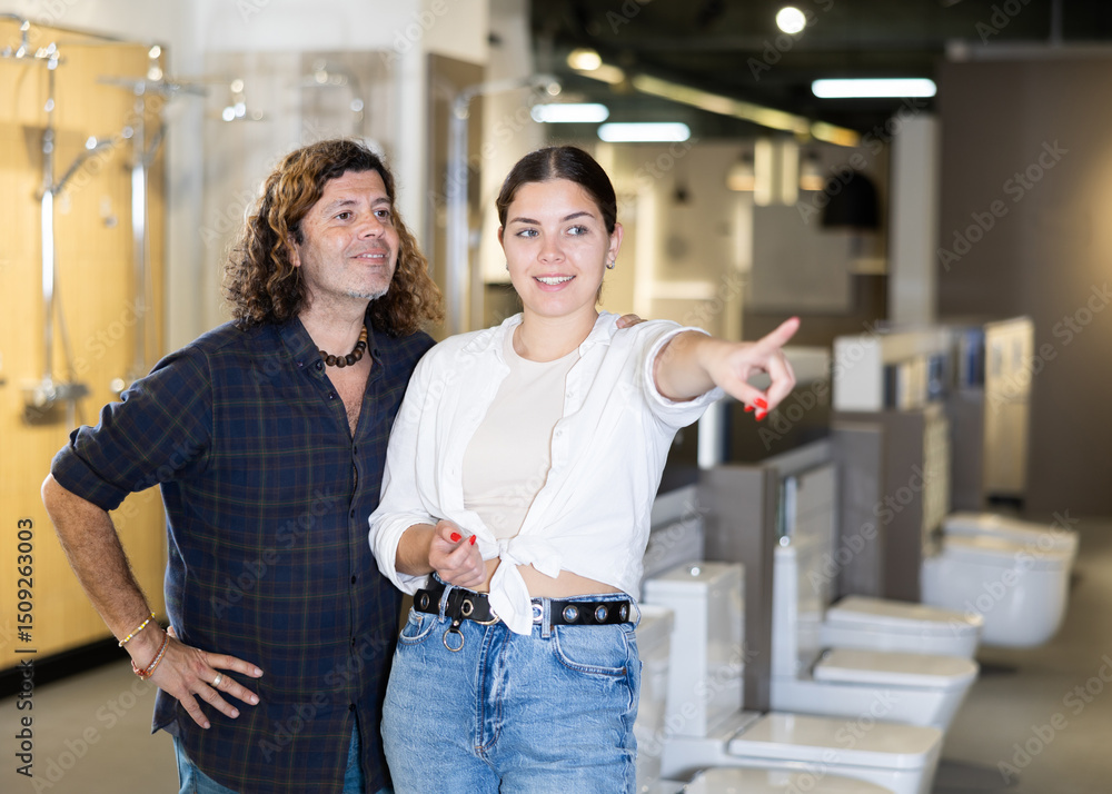 in plumbing department,middle-aged spouses thought about choosing suitable bathroom for apartment in plumbing department,middle-aged spouses thought about choosing suitable bathroom for apartment