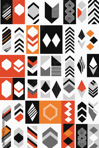 Abstract Geometric Pattern-Modern Shapes and Lines-Bold Colors Art-Graphic Design Inspiration-Contemporary Visual Art-Striking Composition