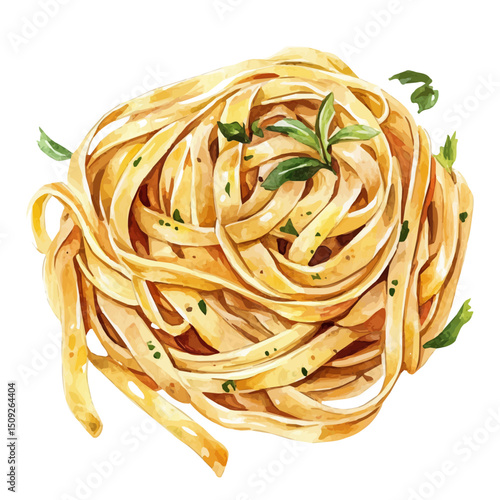 Pasta With Sauce, watercolor clipart vector, high quality, isolated on a white background.