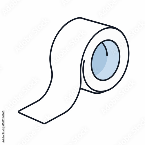 Duct Tape Roll Illustration on White Background for DIY Projects, Crafts, Home Repair, and Creative Design