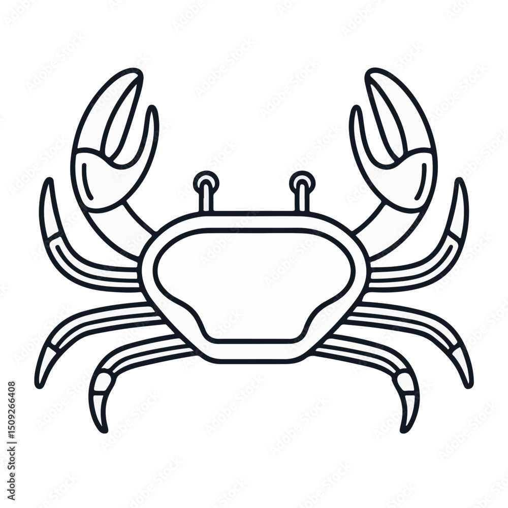 Fototapeta premium Simple Crab Icon Illustration on White Background for Seafood Marketing, Restaurant Menus, Coastal Themes, and Graphic Design Projects