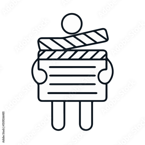 Film Director Holding Clapperboard Icon on White Background for Film Industry Blogs, Creative Projects, Art Education, and Digital Content Creation