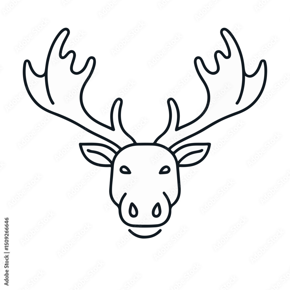 Moose Antlers Icon on White Background for Outdoor Adventure Blogs, Wildlife Websites, Nature Education, and Eco-Friendly Design Projects Moose Antlers Icon on White Background for Outdoor Adventure Blogs, Wildlife Websites, Nature Education, and Eco-Friendly Design Projects