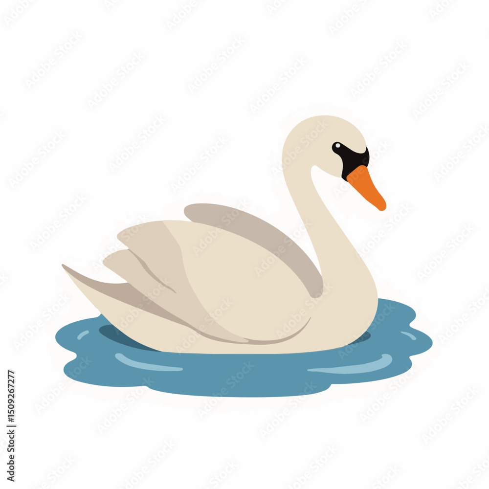 Fototapeta premium Swan on Water Surface Illustration for Art Blogs, Nature Websites, Children’s Education, and Environmental Awareness Projects