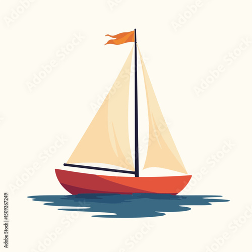 Sailboat on Water with Simple Pastel Colors for Nautical Blogs, Sailing Websites, Art Projects, and Minimalist Design Themes
