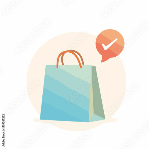 Shopping Notification Icon with Paper Bag Design for E-commerce Websites, Online Shopping Platforms, Digital Marketing, and Social Media Graphics