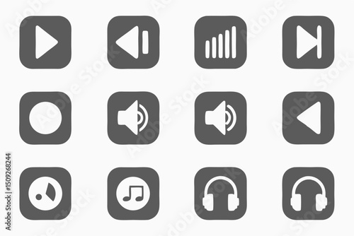 High resolution music app icons volume mute and speaker controls for modern interfaces