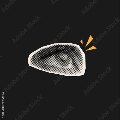 Halftone collage human eye,trendy collage cut out element