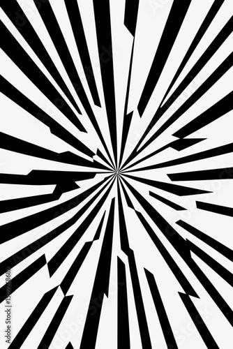 Abstract Black and White Burst-Modern Geometric Design-Striking Radial Pattern-Optical Illusion Art-Contemporary Graphic-Dynamic Lines and Shapes-Eye-Catching Visual