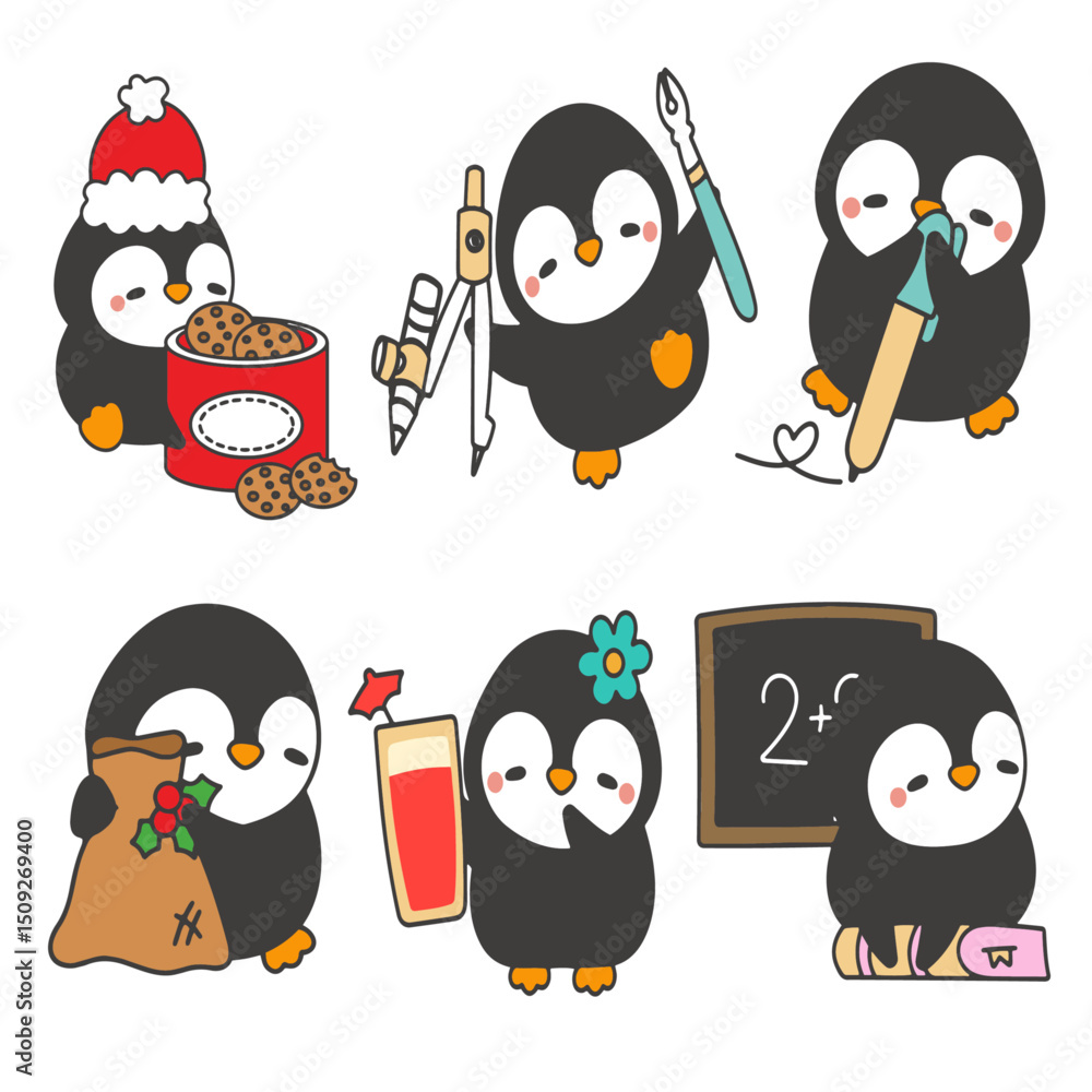 Obraz premium Penguin colour vector set 15