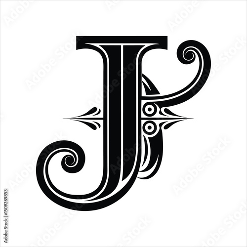 Vintage Letter J Silhouette Monogram Design